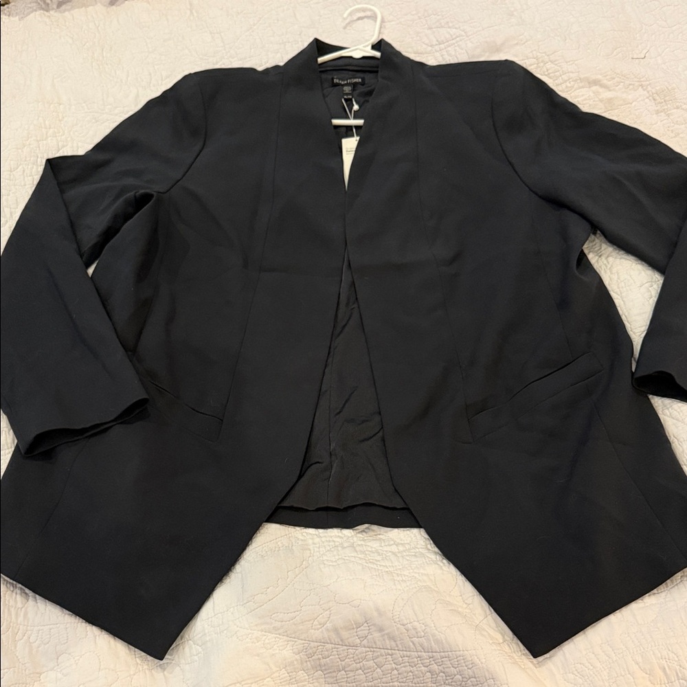 Eileen Fisher Graphite Draper Tencel Stretch Open-Front Blazer